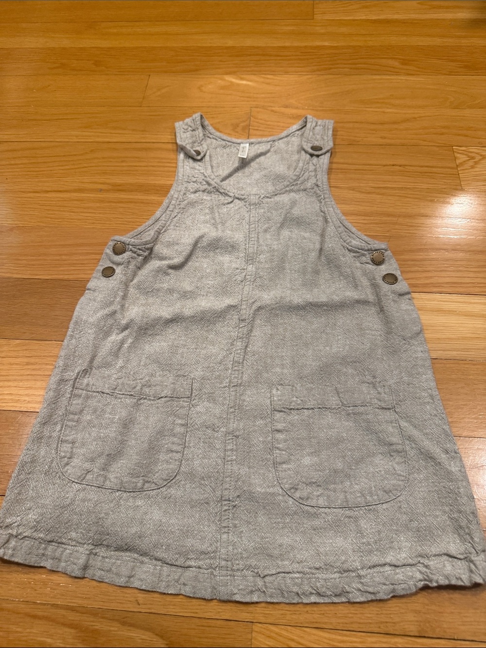Rylee + Cru oatmeal beige linen blend overall dress size 6–7 y
